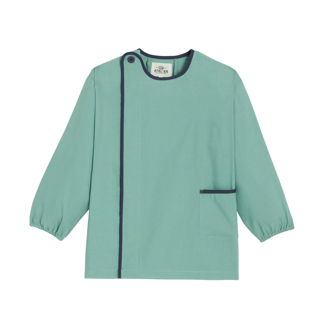 Green unisex school apron BAPTISTE by My Store, featuring a simple design and durable fabric for classroom activities.