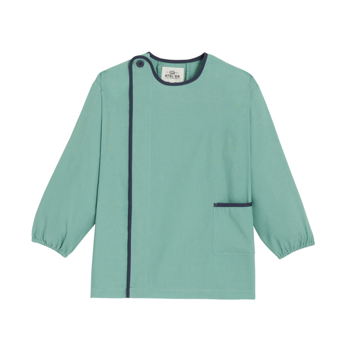 Green unisex school apron BAPTISTE by My Store, featuring a simple design and durable fabric for classroom activities.