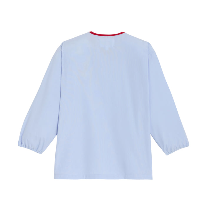 Light blue unisex school apron BAPTISTE by My Store, featuring a simple design and adjustable neck strap.