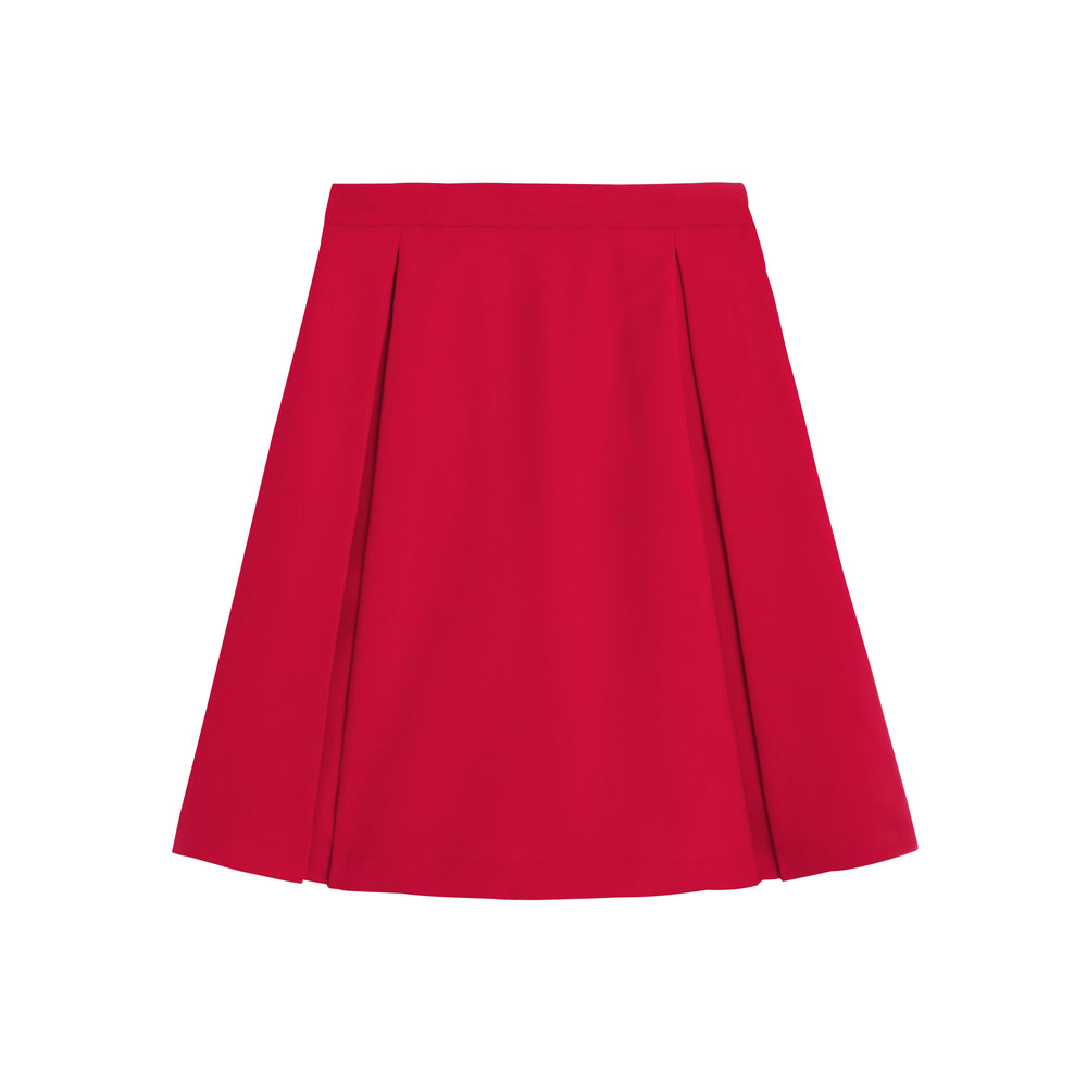 Fille jupe trapèze bleu marine BERTILLE, avec taille ajustée et tissu fluide, parfaite pour un look scolaire élégant.