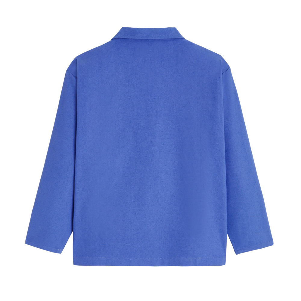 Light blue ERIC fleece vest showing back view, featuring a relaxed fit and mixed fabric design for comfort.