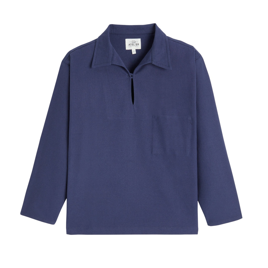 Veste vareuse en molleton mixte ERIC, couleur marine, avec col montant et poches sur les côtés.