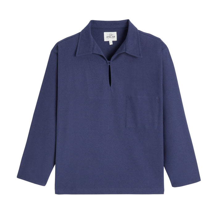 Veste vareuse en molleton mixte ERIC, couleur marine, avec col montant et poches sur les côtés.