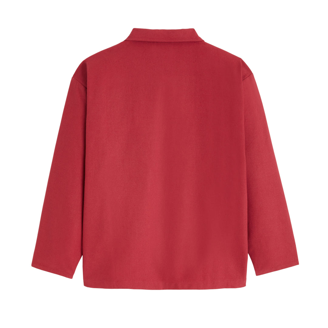 Red fleece pullover jacket from ERIC with a relaxed fit and a casual look, showcasing the back view.