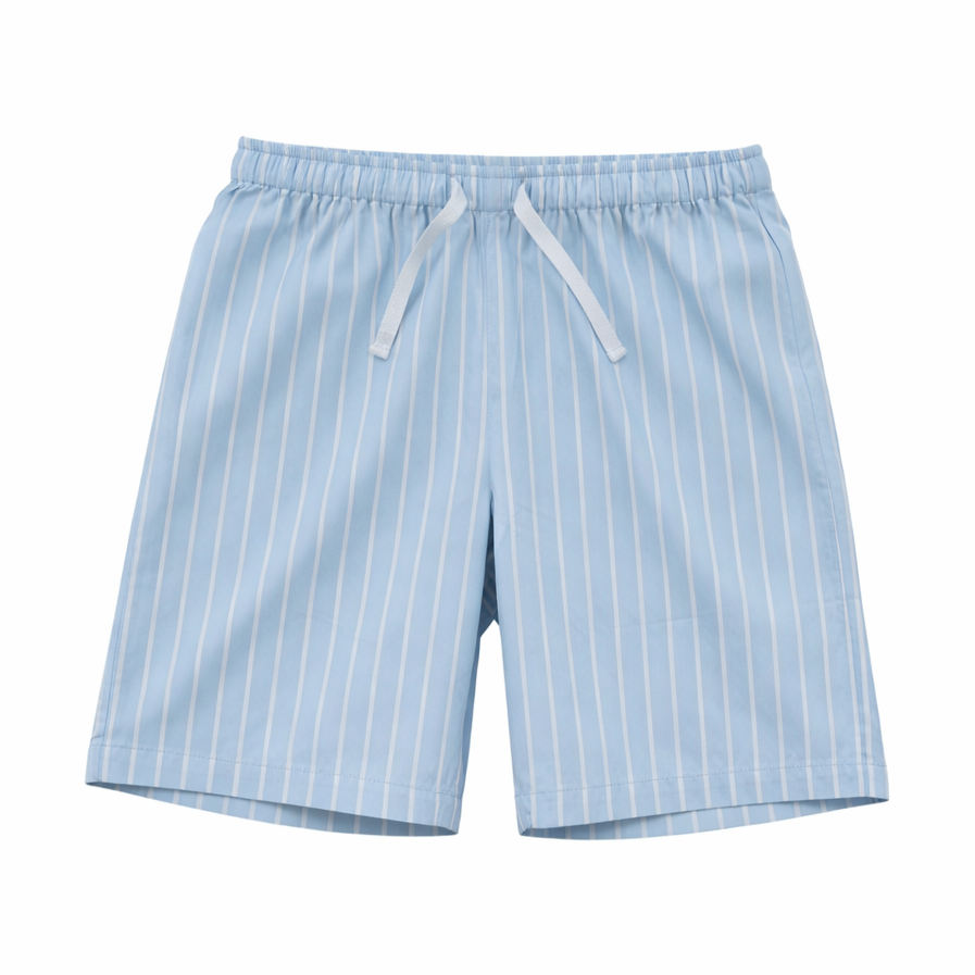 Pyjama garçon été MARCUS – coton rayé bleu ciel et blanc manches courtes