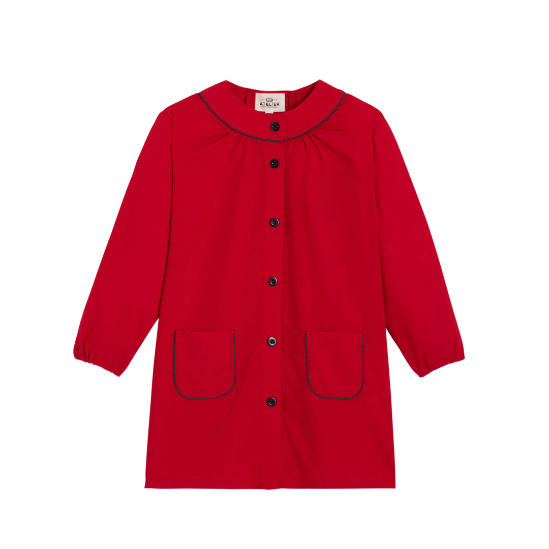 Red school blouse for girls, featuring a classic design by LOUISE, perfect for school uniforms or casual wear.