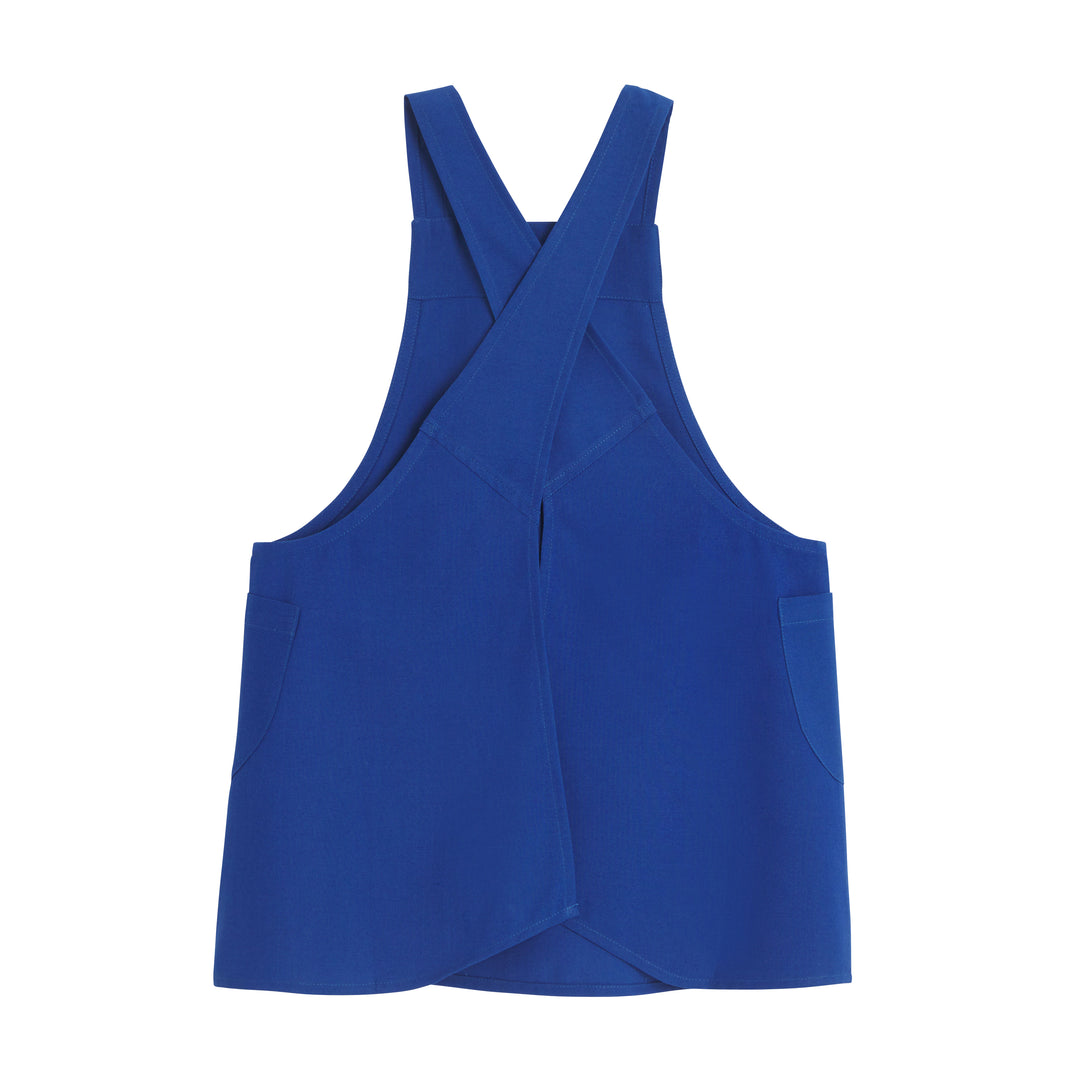 Blue MICHEL kitchen apron by My Store, featuring a stylish design and adjustable neck strap, perfect for cooking.