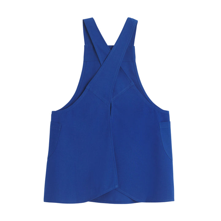Blue MICHEL kitchen apron by My Store, featuring a stylish design and adjustable neck strap, perfect for cooking.
