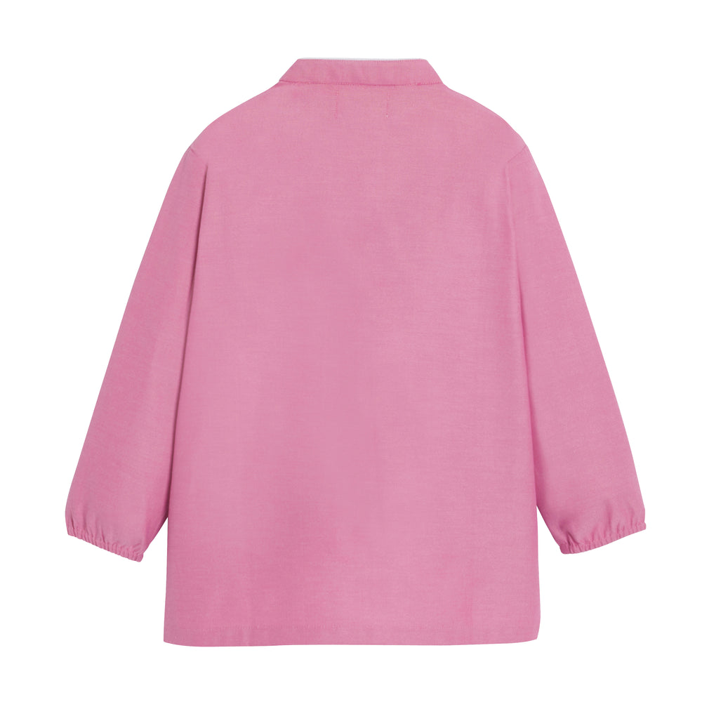 Tablier d'école mixte PAUL en rose, avec un design simple et pratique, vu de dos sur fond neutre.