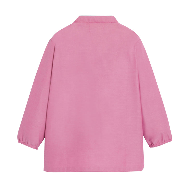 Tablier d'école mixte PAUL en rose, avec un design simple et pratique, vu de dos sur fond neutre.