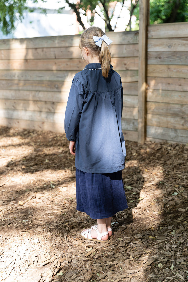 Tablier d'école fille bleu marine - ALIX