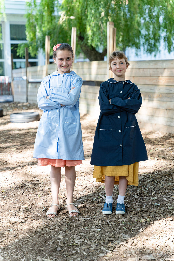 Tablier d'école fille bleu ciel - ALIX